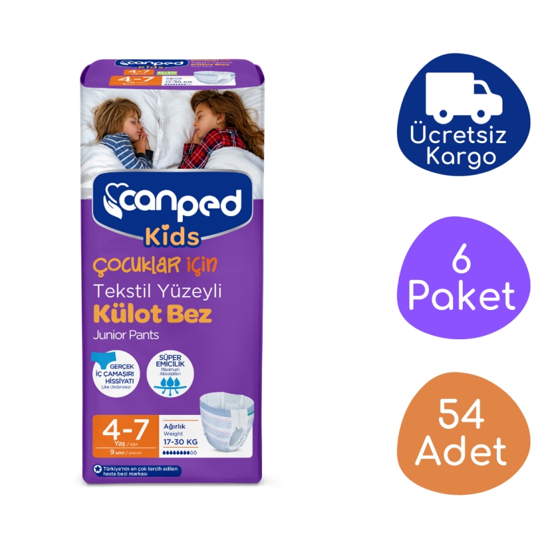 Canped%20Kids%20Emici%20Külot%20(4-7%20yaş)%20(17-30%20kg)%20(54%20adet)