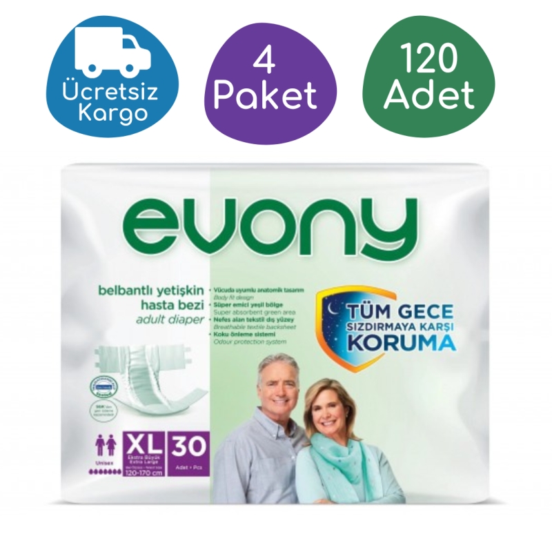 Evony%20Belbantlı%20Yetişkin%20Hasta%20Bezi%20Ekstra%20Büyük%20(XL)%20120%20Adet