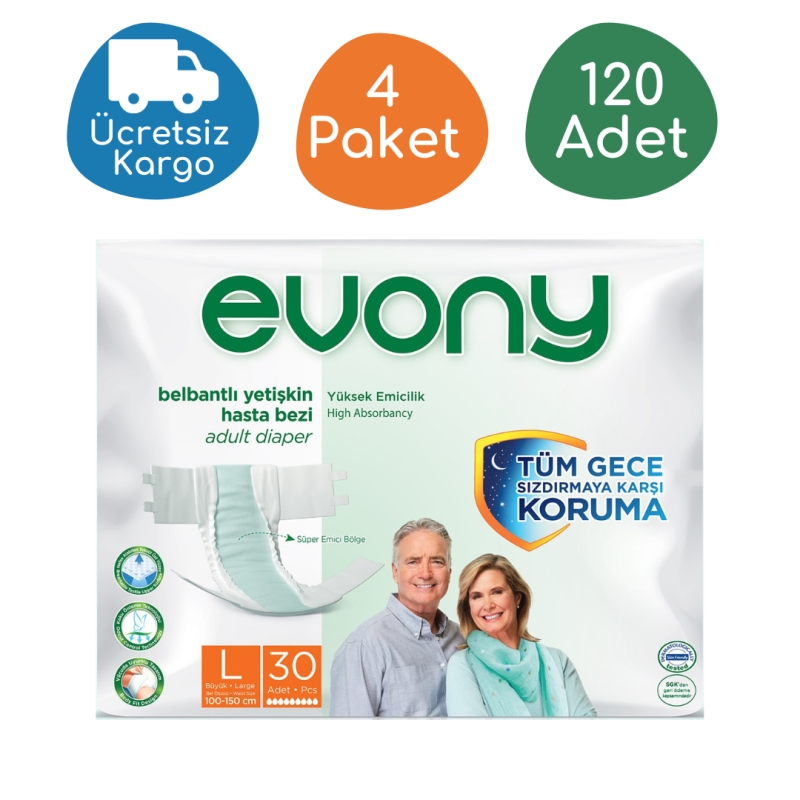 Evony%20Belbantlı%20Yetişkin%20Hasta%20Bezi%20Large%20(L)%20120%20Adet