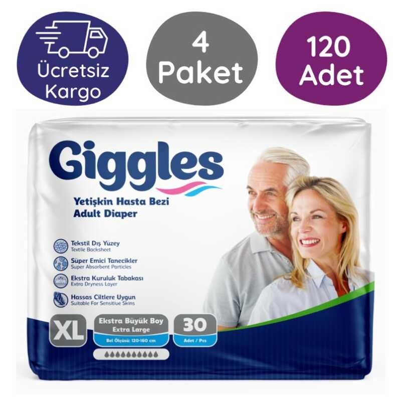 Giggles%20Belbantlı%20Hasta%20Bezi%20Ekstra%20Büyük%20Boy%20(XL)%2030’lu%20120%20Adet